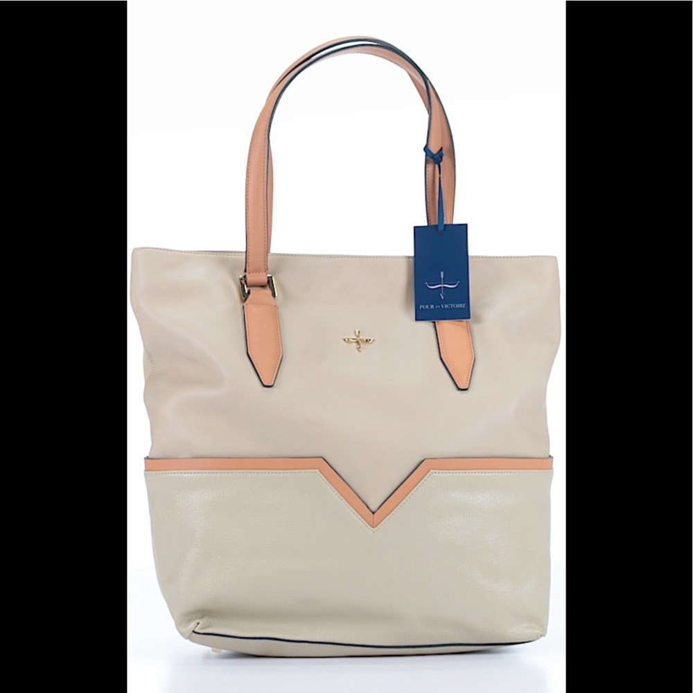 Pour La Victoire Tan/Brown Leather Tote